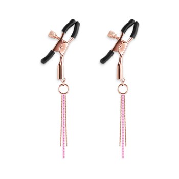 Bound Rose Gold Nipple Clamps With Jewel Chains