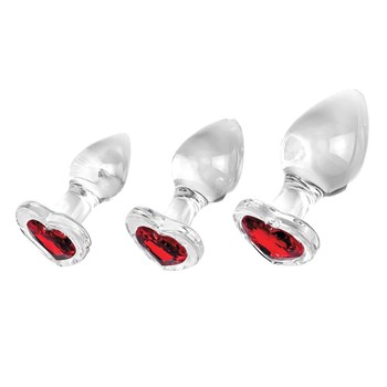 Adam  Eve Red Heart Gem Glass Plug Set