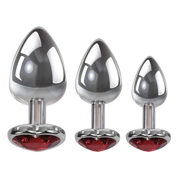 Adam  Eve Three Hearts Gem Anal Plug Set