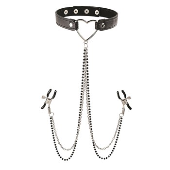 Sex  Mischief Amor Collar With Nipple Clamps