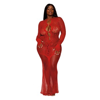Floral Lace Pattern Bodystocking Gown
